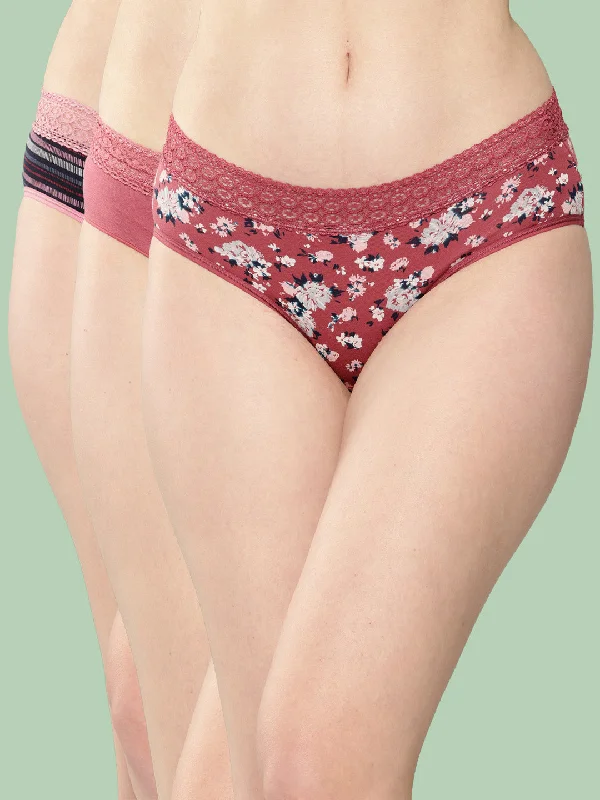 Leading Lady Women's Printed Mid Rise Hipster Lace Brief | PR-HP-LACE-04-3 |