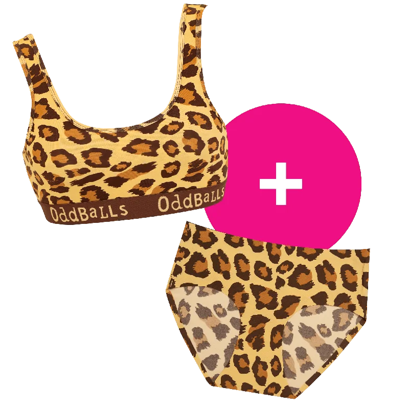 Leopard - Women's Bralette and Seamless Full Brief Bundle