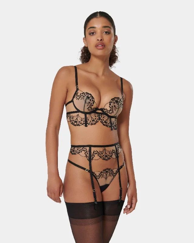 Marisa Suspender Black/Sheer