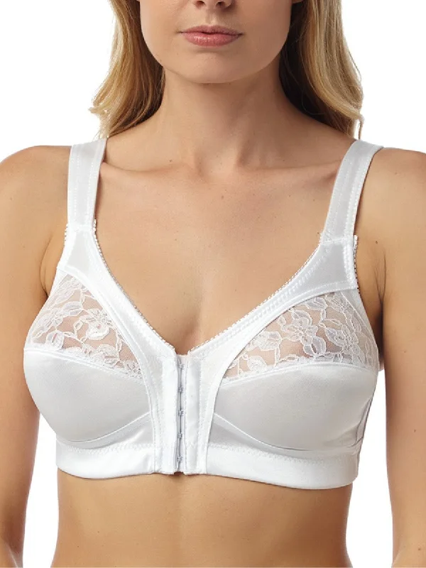 Front Fastening Bra - White