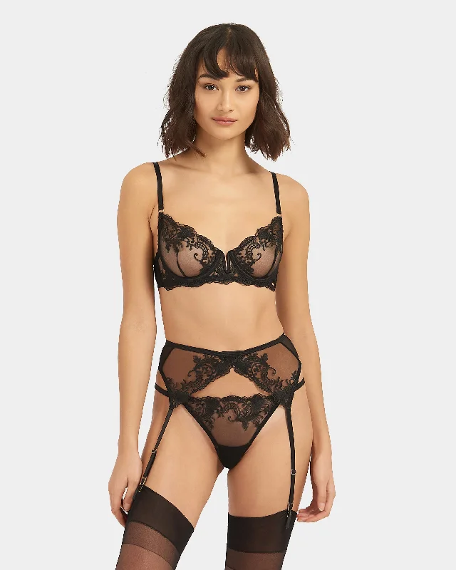 Marseille Black Lace Suspender Belt