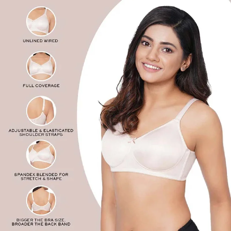 Pixie Non Padded Non-Wired Full Cup Everyday Wear Plus Size Full Support Minimizer Bra - White