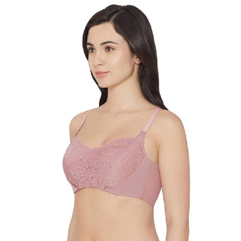 Moselle Padded Wired Full Cup Bridal Wear Full coverage Lace Bra - Purple