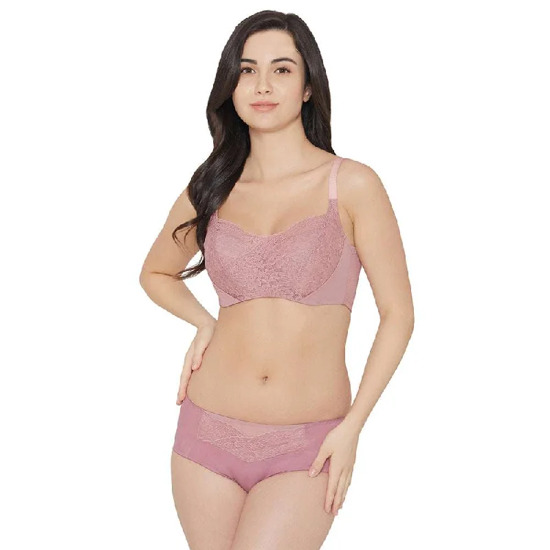 Moselle Padded Wired Full Cup Bridal Wear Full coverage Lace Bra - Purple