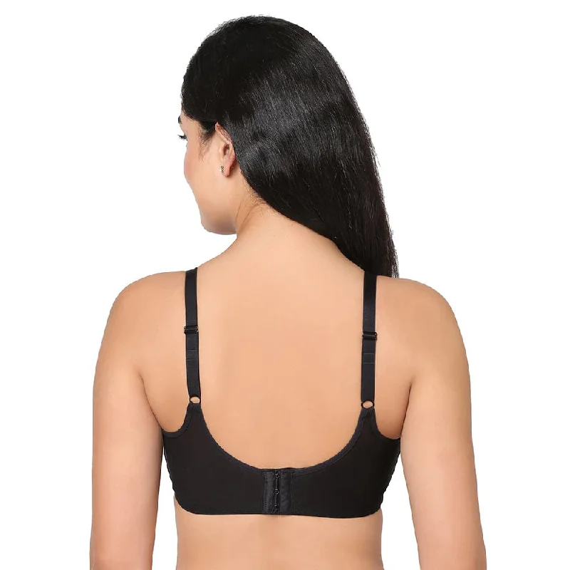 Motion Wear Sports Padded Non-wired Racer Back High Intensity Full coverage Sports Bra - Black