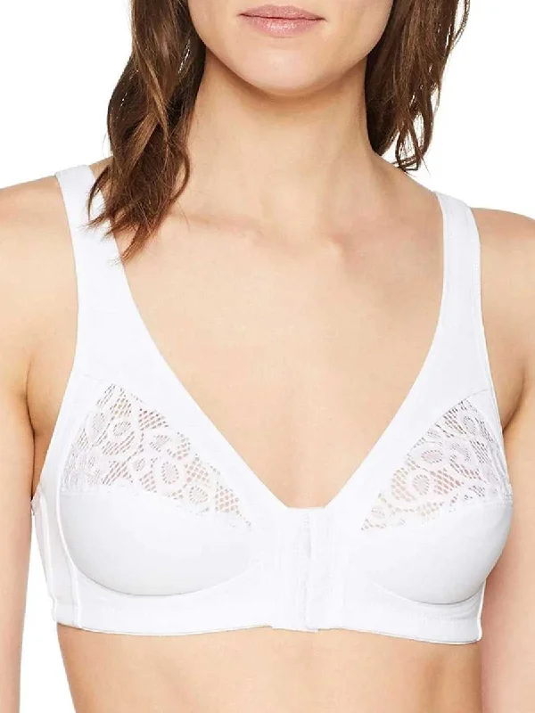 Front Fastening Bra - White