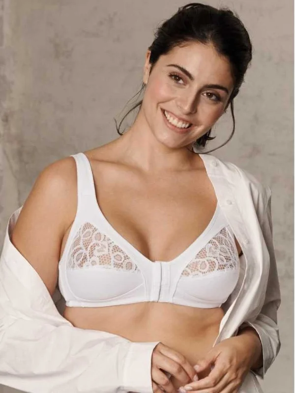 Front Fastening Bra - White