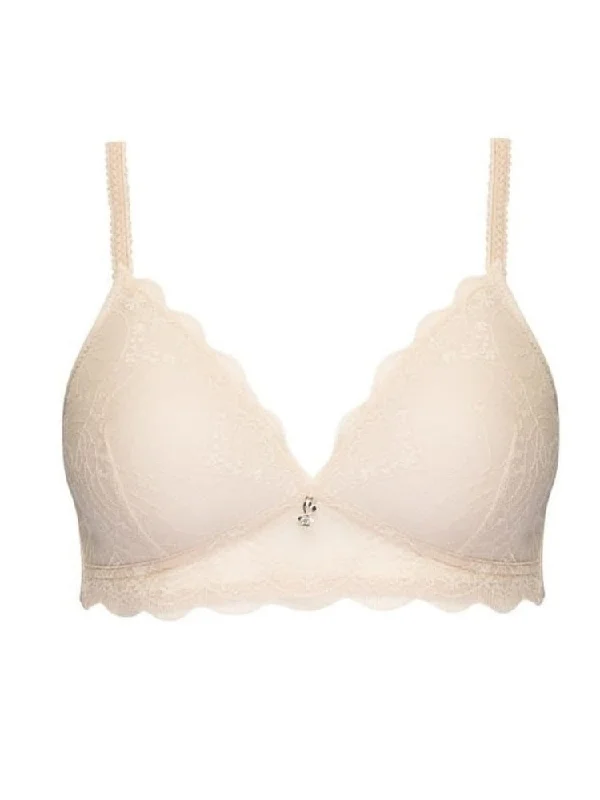 Lace Padded Soft Cup Bra - Light Beige