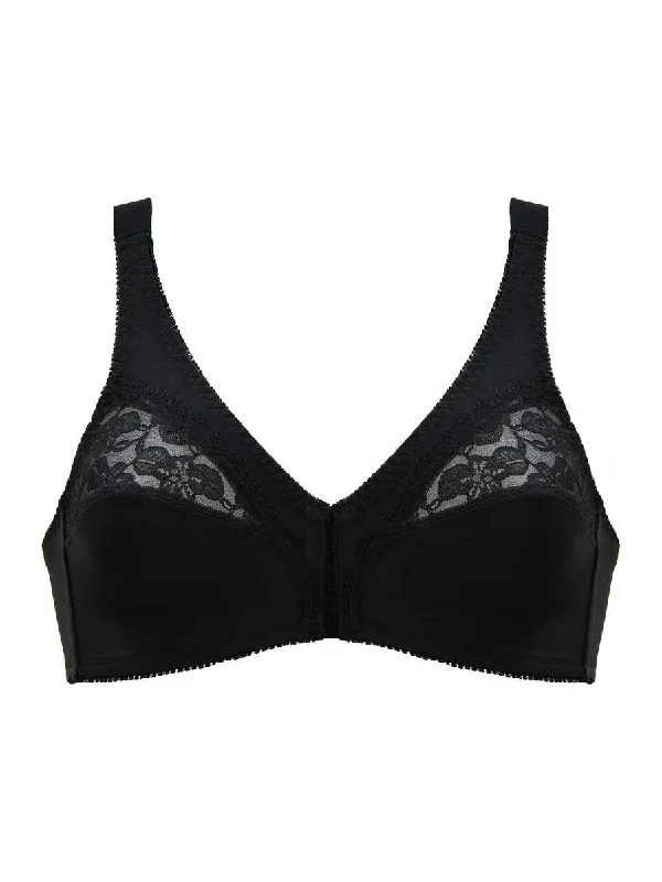 Soft Cup Front Fastening Bra - Black