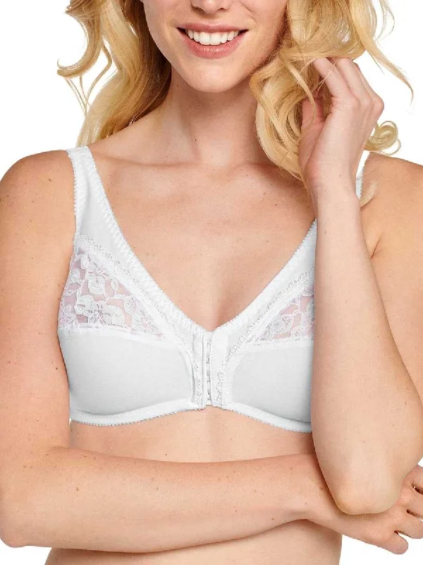 Soft Cup Front Fastening Bra - White