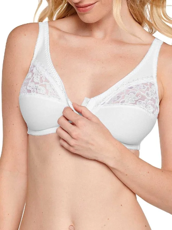 Soft Cup Front Fastening Bra - White