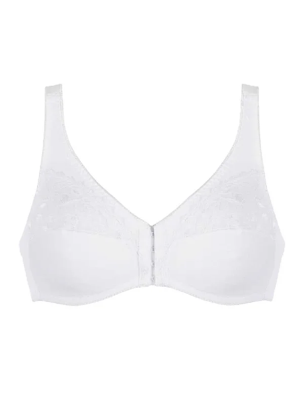 Soft Cup Front Fastening Bra - White