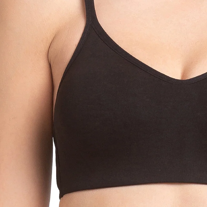 JS 63-Non Padded Solid Sports Bra  Black