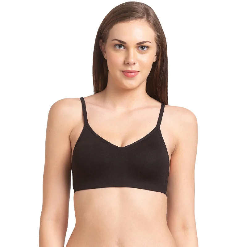 JS 63-Non Padded Solid Sports Bra  Black