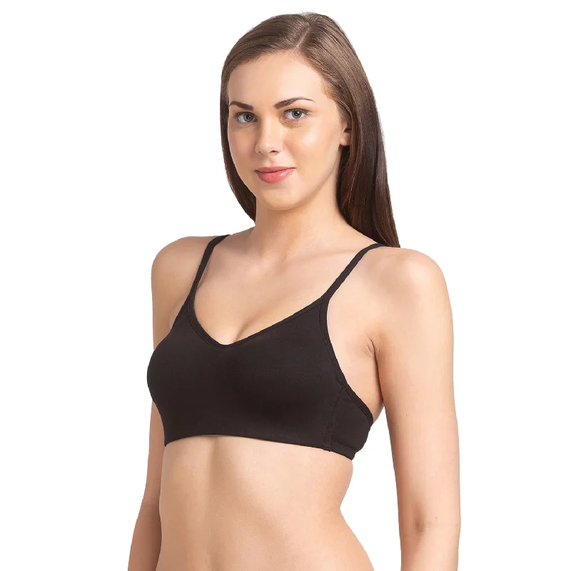 JS 63-Non Padded Solid Sports Bra  Black