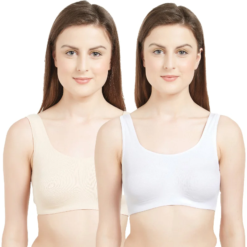 Non Wired Non Padded Full Coverage Low Impact Slip on Sports Bra (Pack of 2) BB-03