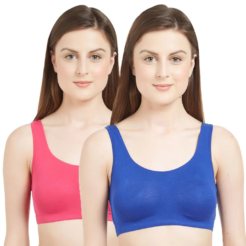 Non Wired Non Padded Full Coverage Low Impact Slip on Sports Bra (Pack of 2) BB-03