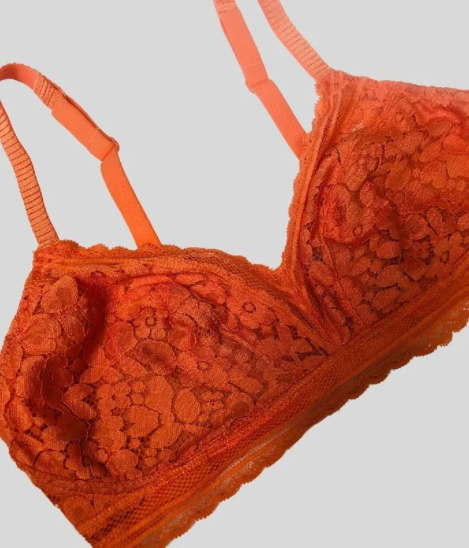 Orange Lace Non Wired Bra