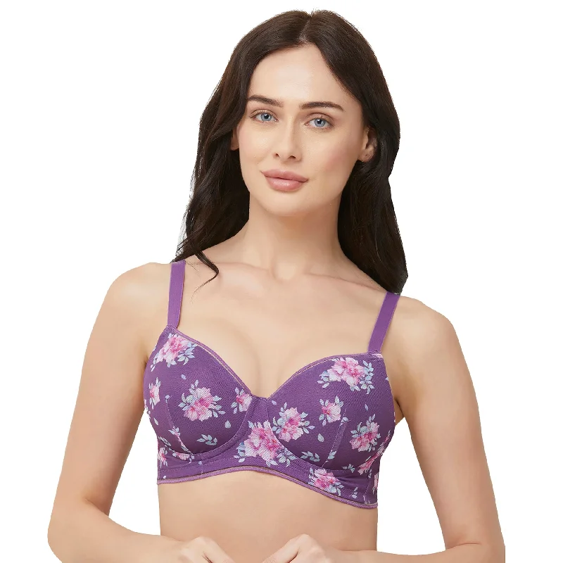 Padded Non Wired Full Coverage Purple T-shirt Bra FB-532