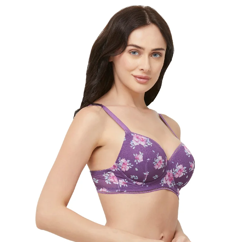 Padded Non Wired Full Coverage Purple T-shirt Bra FB-532