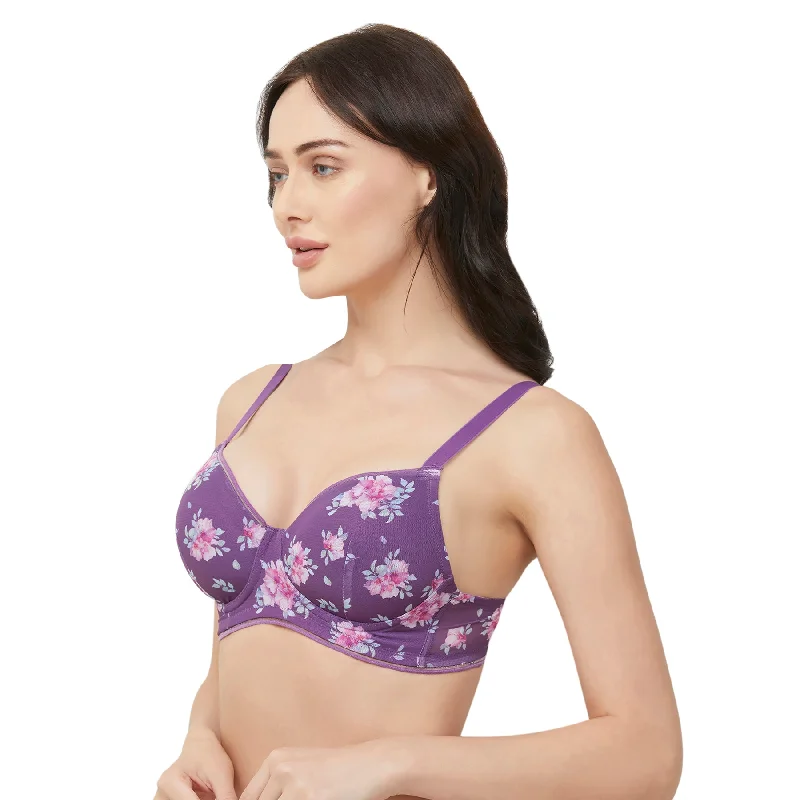 Padded Non Wired Full Coverage Purple T-shirt Bra FB-532