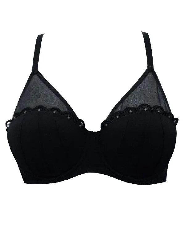 Paris Unlined wired demi bra- Black - A1612