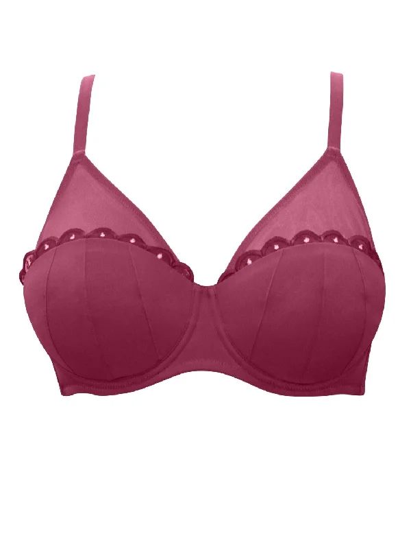 Paris Unlined wired demi bra- Deep Cherry - A1612