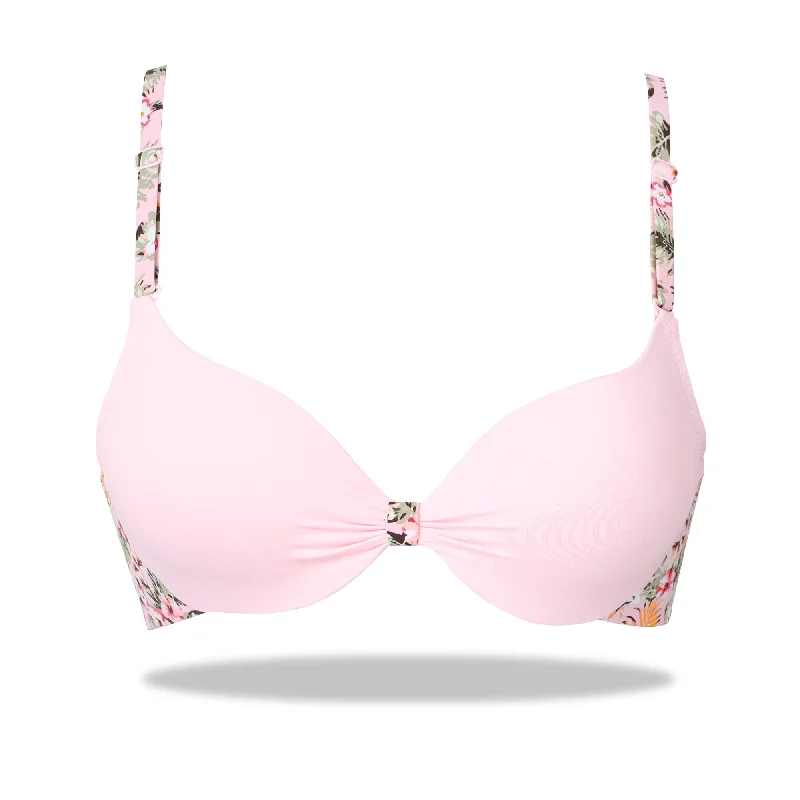 Pink Padded Printed Floral Essence with Stretchable Straps