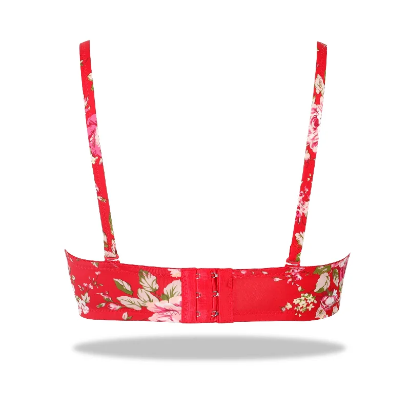 Pink Padded Printed Floral Essence with Stretchable Straps