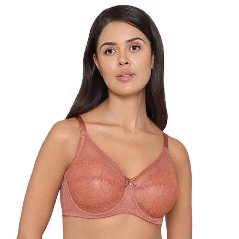 Retro Chic  Non Padded Wired Full Coverage Full Support Everyday Comfort  Bra - Red