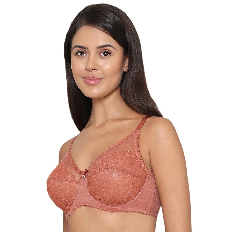 Retro Chic  Non Padded Wired Full Coverage Full Support Everyday Comfort  Bra - Red