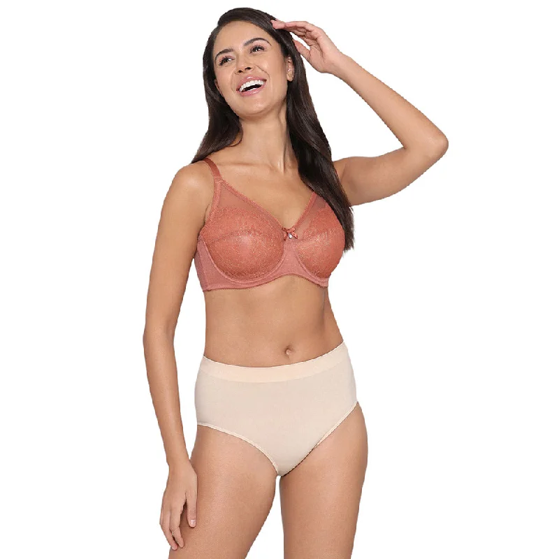 Retro Chic  Non Padded Wired Full Coverage Full Support Everyday Comfort  Bra - Red