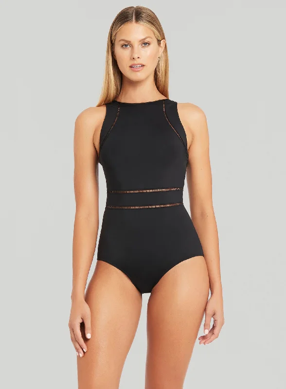 Sea Level: Eco Essentials High Neck Mastectomy Swimsuit Black