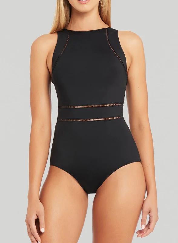 Sea Level: Eco Essentials High Neck Mastectomy Swimsuit Black