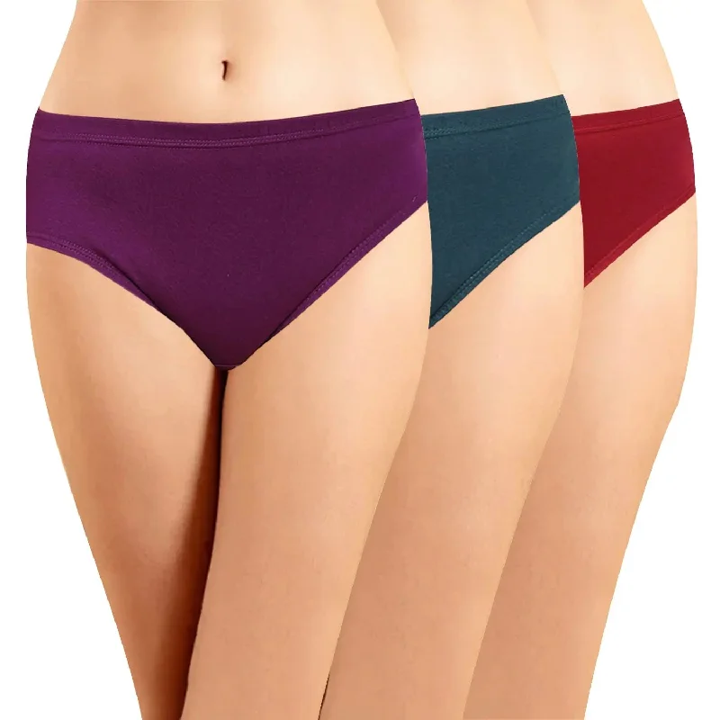 Solids Hipster Panties with Inner Elastic (Pack of 3)