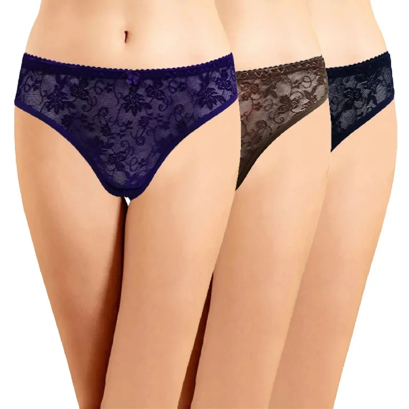 Net Bikini Panties with Outer Elastic (Pack of 3)