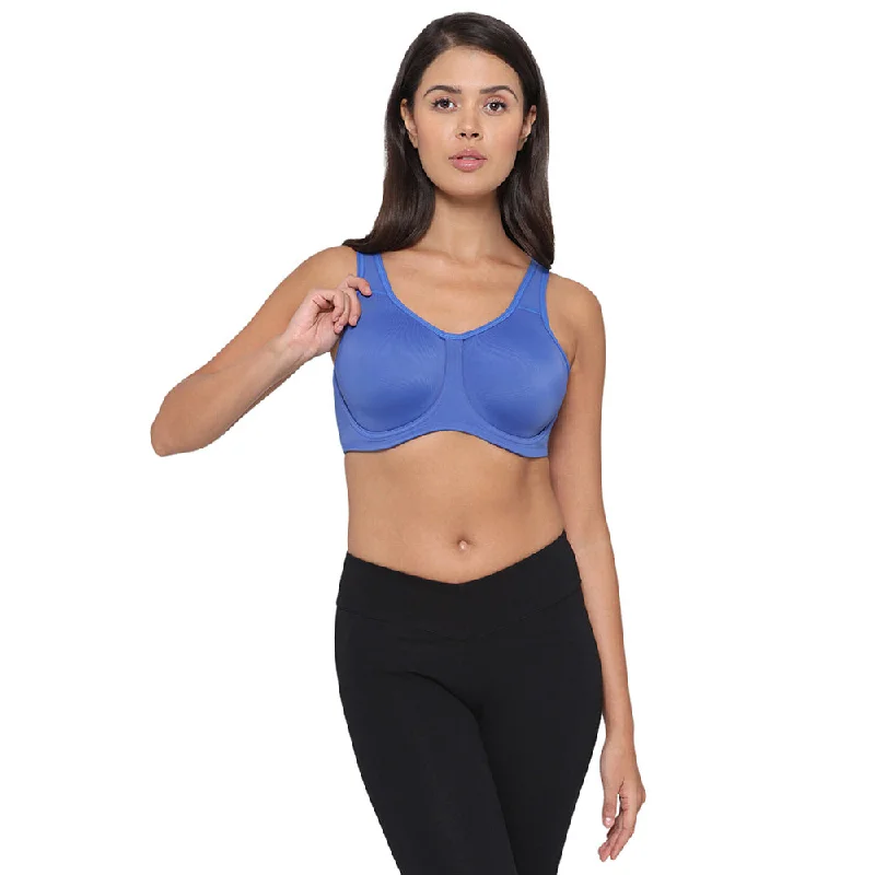 Sport Non Padded Wired Full Coverage Full Support High Intensity Sports  Bra - Blue