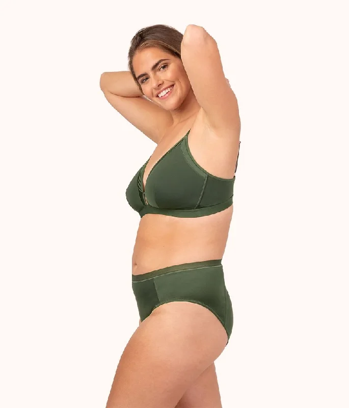 The Luxe Trim Busty Bralette: Rich Olive