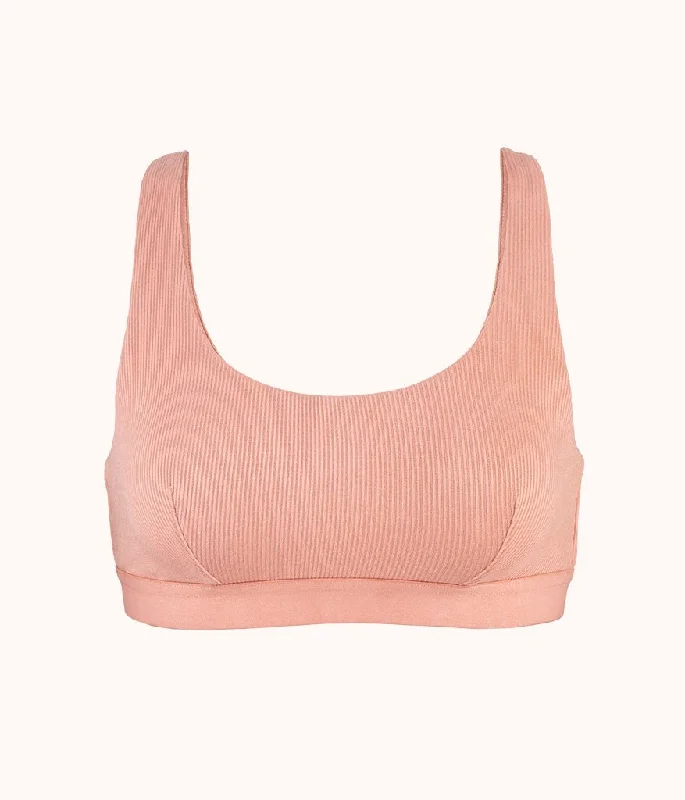 The Ribbed Scoop Back Bralette: Shell Pink