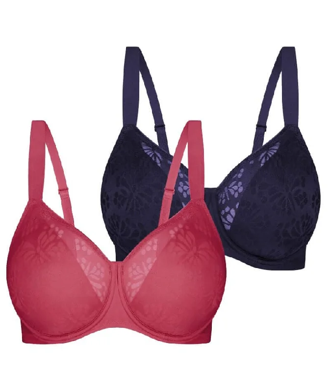 Triumph Lacy Minimizer 2 Pack Bra - Red-Dark Combination