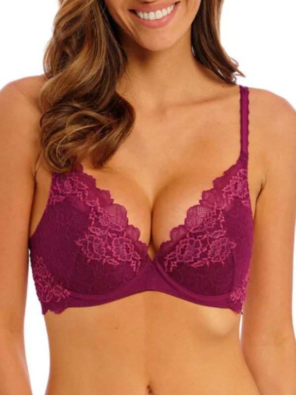 Lace Perfection Plunge Push Up Bra - Red Plum