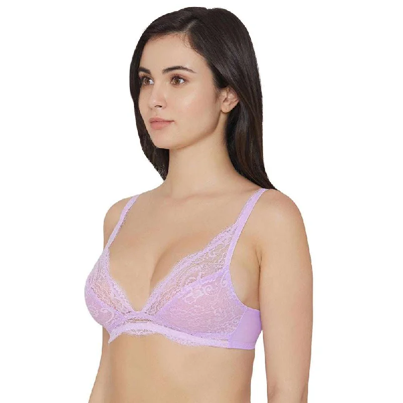 Essential Lace Non Padded Non Wired 3/4th cup Bridal Wear Lace Bralette - Lavender