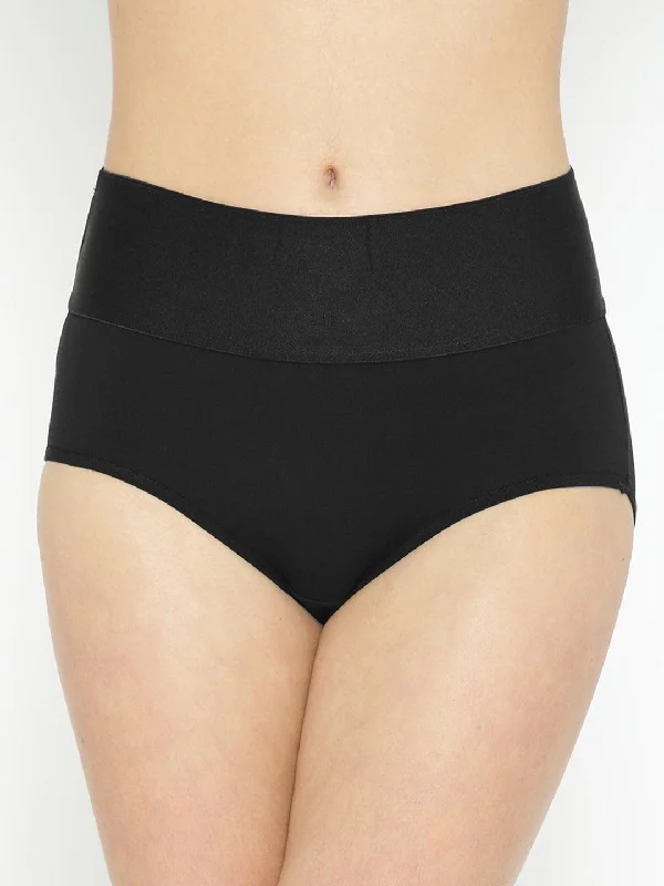 Women’s Solid High-Rise Tummy Tucker Brief for Flat Tummy Look | T-Tuck-BK-1 |