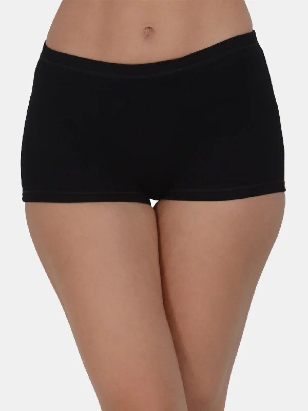 Women’s Solid Black Mid-Rise BoyShort Brief | JOY-BLK-1 |