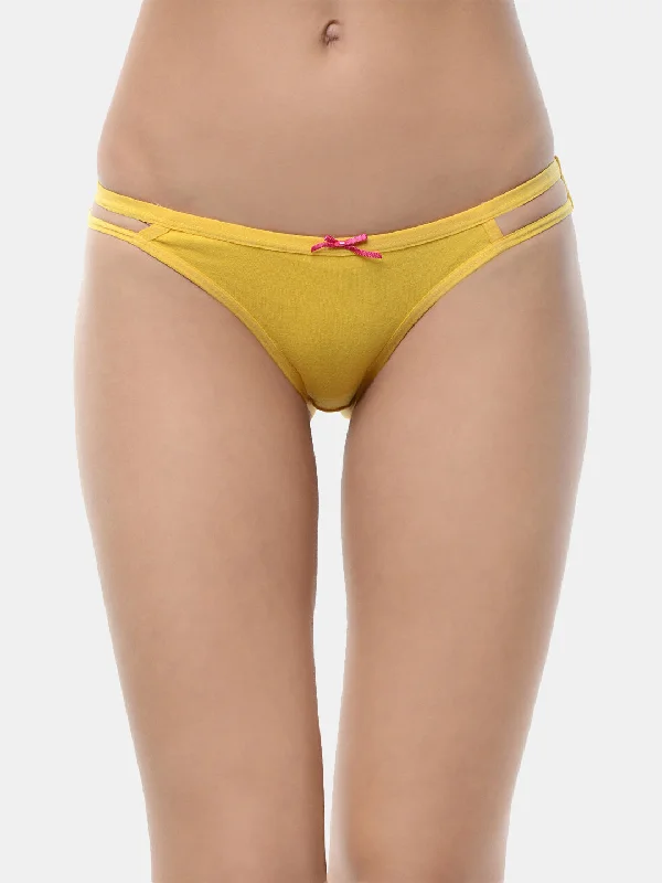 Women’s Solid Yellow Mid-Rise Bikini Brief | MARY-YL-1 |