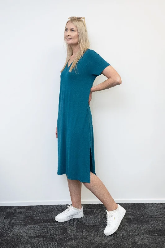 Betty Side Split Dress - Teal