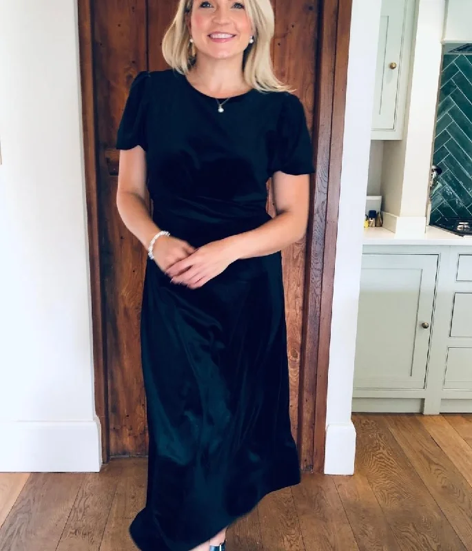 Black Velvet Midi Dress