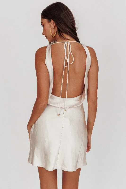 Cassiopeia Open Back Mini Dress Champagne