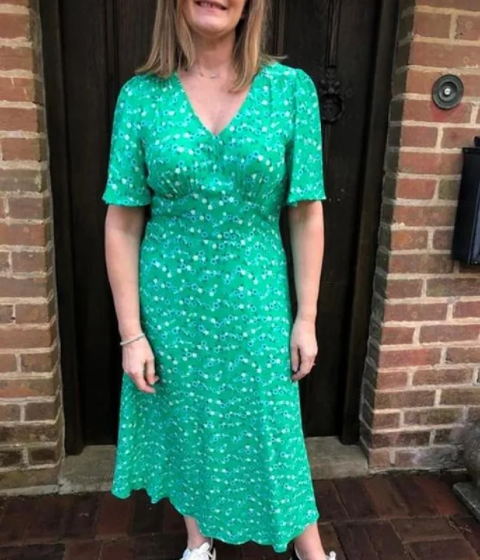 Green Floral Midi Dress