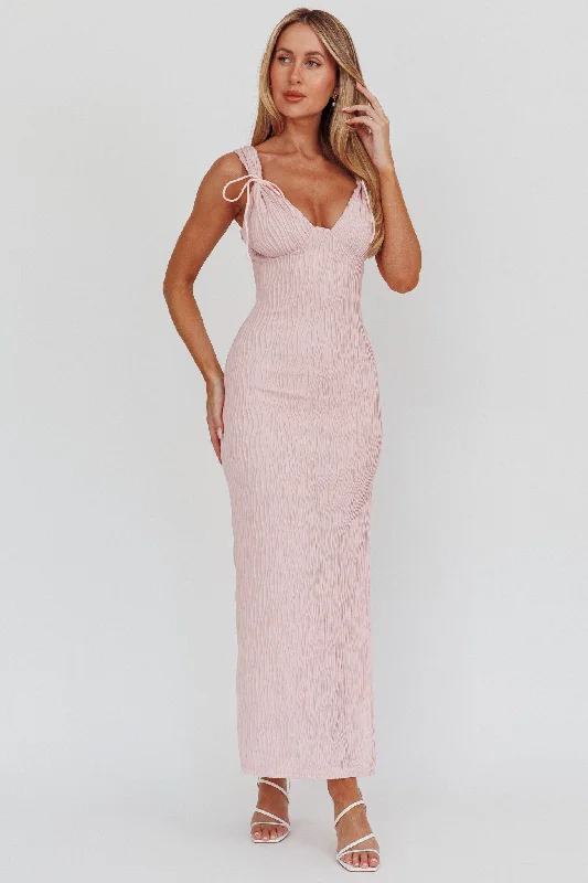 In My Feels Textured Maxi Dress Blush